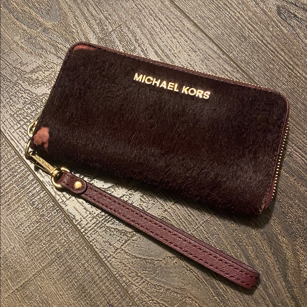 Michael Kors wallet Calf hair Burgundy